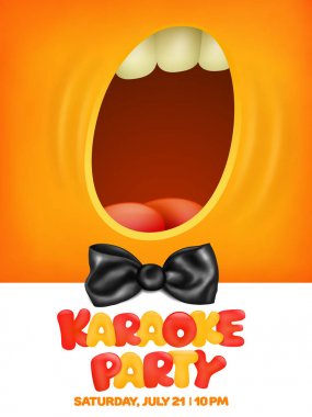 Poster şablonu karaoke. Sarı gülen sarı yüz kavramı