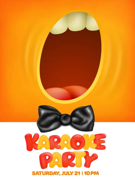 Plakatvorlage Karaoke. gelbes Smiley gelbes Gesicht Konzept — Stockvektor