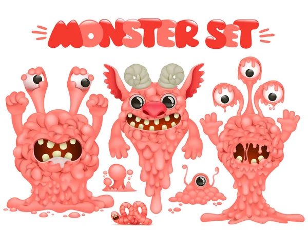 Cerebro monstruo alienígena colección de personajes de dibujos animados para el diseño de Halloween — Archivo Imágenes Vectoriales