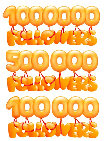 1000000 Followers Concept Card Γράμματα Που Πετούν Μπαλόνια Συλλογή Διανυσμάτων — Διανυσματικό Αρχείο