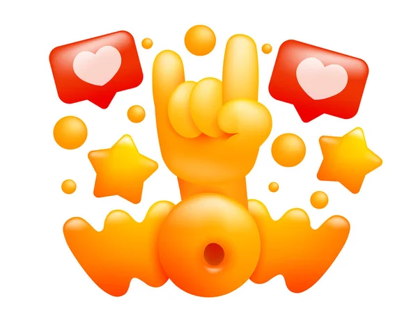 Vay canına, emoji sarı elli başlık kartı. Üç boyutlu karikatür tarzı. Vektör illüstrasyonu