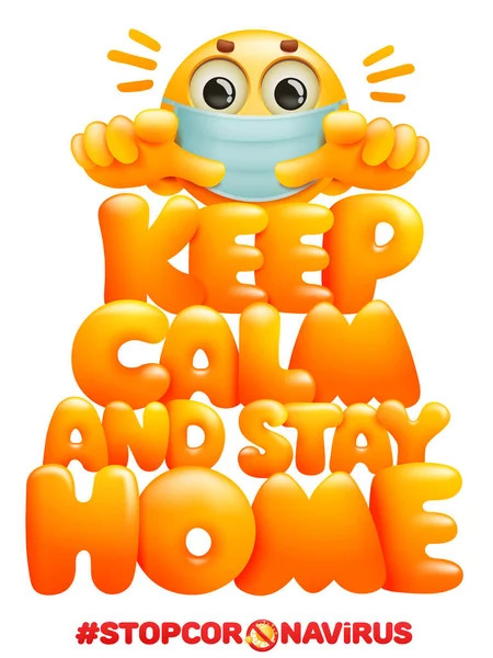 Keep Calm Stay Home Postr Template Coronavirus Self Quarantine Symbol — Stock Vector