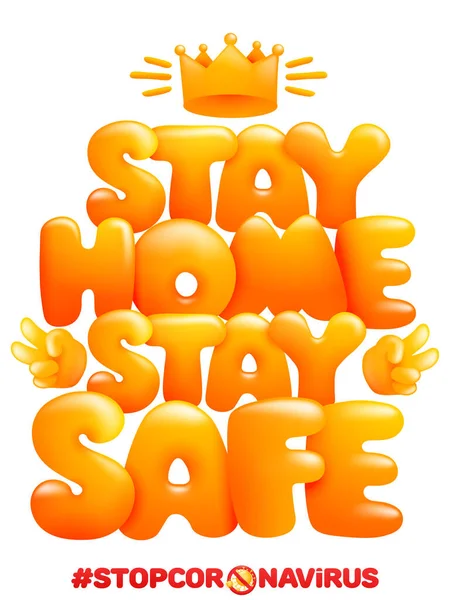 Stay Home Stay Safe Home Quarantine Self Isolation Poster Cartoon — Stock Vector