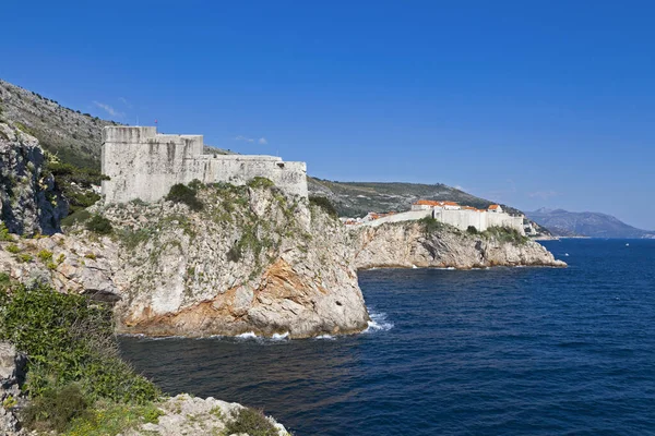 Forte Lovrijenac Muralhas Dubrovnik Topo Penhasco Com Vista Para Mar — Fotografia de Stock