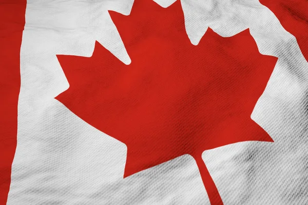 3D渲染中挥动加拿大国旗的全景特写 — 图库照片