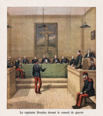 H. Meyer tarafından Savaş Konseyi tarafından yargılanan Yüzbaşı Dreyfus 'un tasviri, Aralık 1894' te Paris gazetesi 