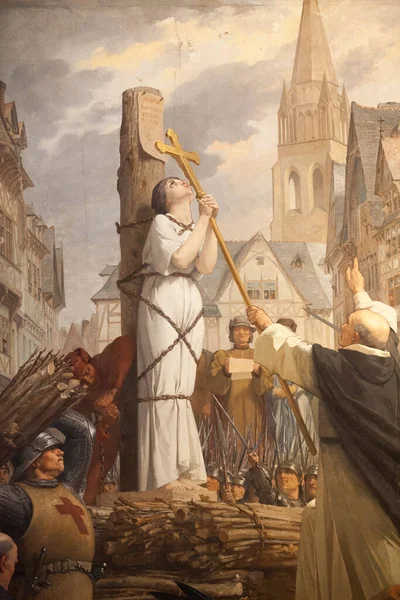 Jeanne Arc Története Joan Roueni Régi Piac Máglyáján Festette Jules — Stock Fotó