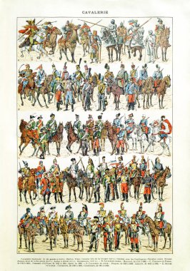 19. yüzyılın sonlarına doğru bombalanan Fransız süvarileriyle ilgili eski bir illüstrasyon..