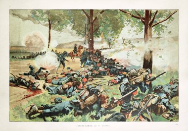 Pierre Georges Jeanniot tarafından yazılmış ve Gillot tarafından 1884 'te basılmış bir Fransız askerinin resmi..