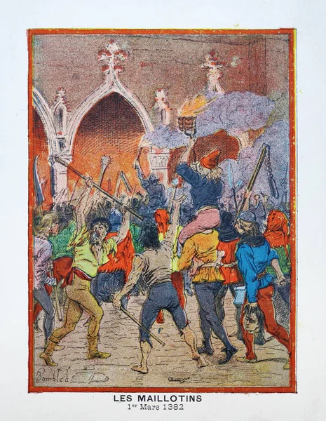 범블링 Louis Bombled 삽화는 후반에 인쇄되었다 반란은 1382 통치하에 파리에서 — 스톡 사진
