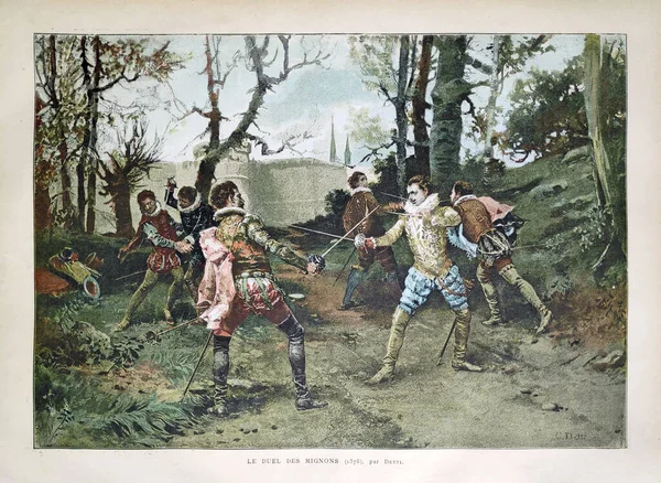 Illustration Mignons Battant Duel Par Cesare Detti Publiée 1885 Dans — Photo