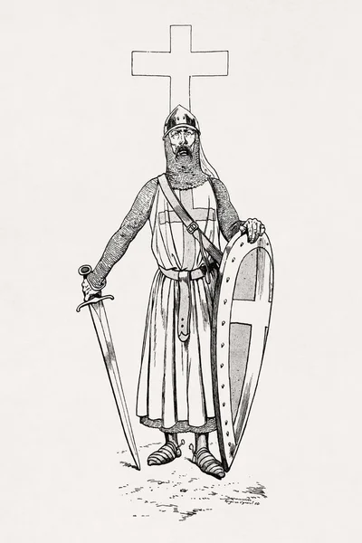 Illustrazione Bianco Nero Del Templare Cavaliere Rougeron Vignerot Pubblicata Nel — Foto Stock