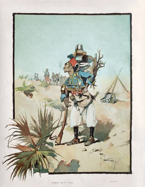 Illustration about a soldier of the Ottoman empire entitled \