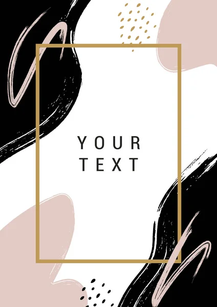 El çizimleri, noktalar ve çerçeve ile soyut pembe ve siyah vektör arkaplanı