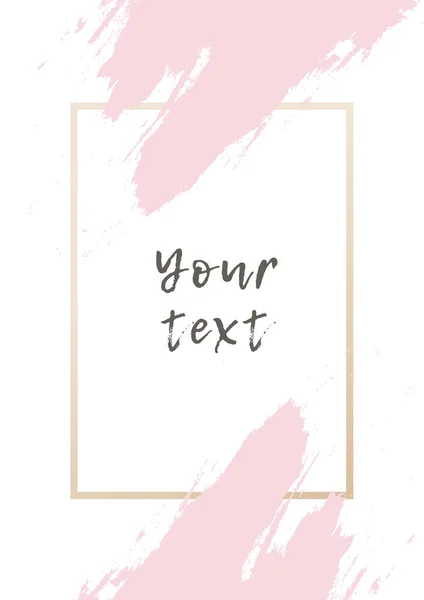Pembe ve altın çerçeveli modern vektör daveti