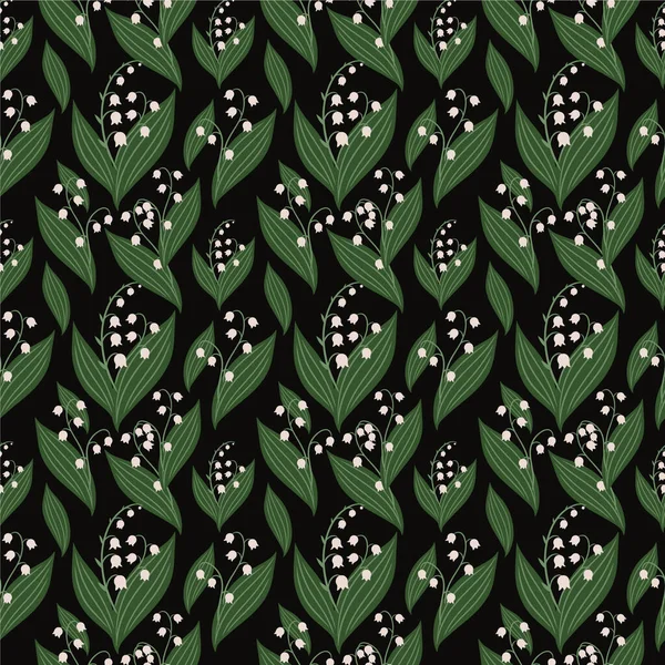 Karanlık arka planda zambaklar olan kusursuz vektör deseni