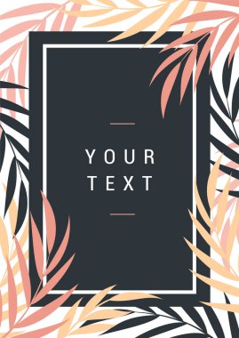 Çerçeveli ve yapraklı zarif yaz örtüsü, pembe ve gri.