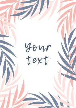 Çerçeveli ve yapraklı zarif yaz örtüsü, pembe ve gri.