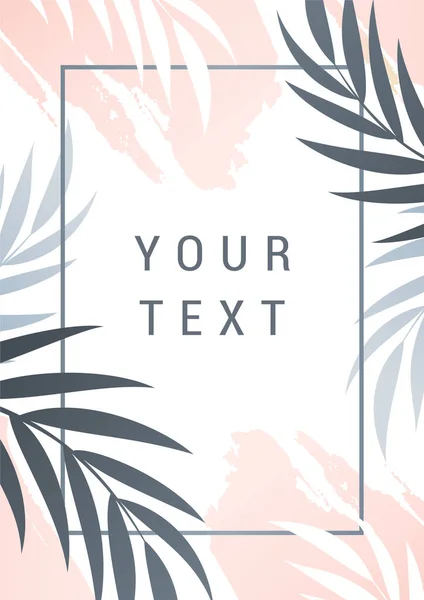 Çerçeveli ve yapraklı zarif yaz örtüsü, pembe ve gri.