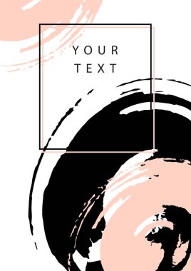 Mürekkep darbeleriyle soyut siyah ve pembe minimal poster