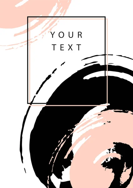 Mürekkep darbeleriyle soyut siyah ve pembe minimal poster