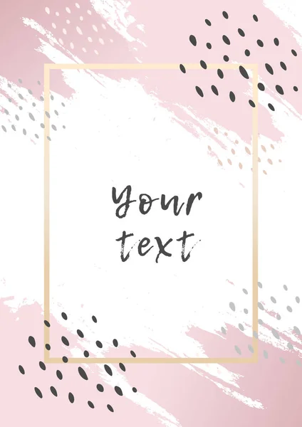 Soyut pembe ve altın renkli modern davetiyeler.