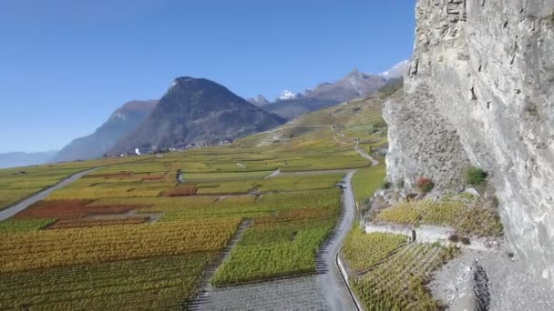 Sion Suiza Octubre 2016 Escénica Toma Aérea Del Colorido Paisaje — Vídeo de stock