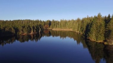 SAIGNELEJER, SWitzERLAND - 30 Ekim 2015: Tang de la Grure, İsviçre 'nin Jura kantonunda Freiberge' in yüksek platosunda yer alan bir bataklık gölüdür..