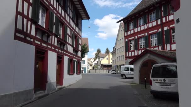 Bulach Switzerland April 2020 Promenader Genom Den Historiska Gamla Staden — Stockvideo