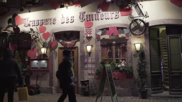 Colmar Francia Dicembre 2019 Decorazione Pittoresca Del Ristorante Brasserie Des — Video Stock