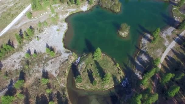 Pontresina Switzerland June 2015 Half Circle Pond Two Islets Morteratsch — 图库视频影像
