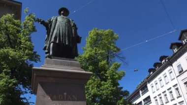 SANKT GALLEN, SWitzERLAND - 7 Mayıs 2020: Joachim Vadian hümanist, tıp doktoru, belediye başkanı ve St.Gallen 'de reformcu idi.