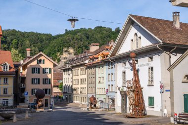 Burgdorf, İsviçre - 9 Mayıs 2020: İsviçre 'nin Bern kantonundaki Burgdorf Eski Kasabası