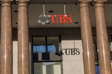 St. GALLEN, SWitzERLAND - 7 Mayıs 2020 - İsviçre Union Bank of Swiss - Sankt Gallen 'deki çokuluslu yatırım bankası