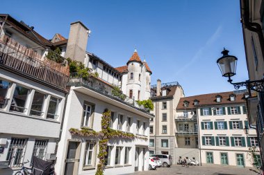 SANKT GALLEN, 7 Mayıs 2020 - St. Gallen, İsviçre 'nin kuzeydoğusundaki Constance Gölü' nün güneyinde yer alan bir şehirdir. Eski şehir merkezi.