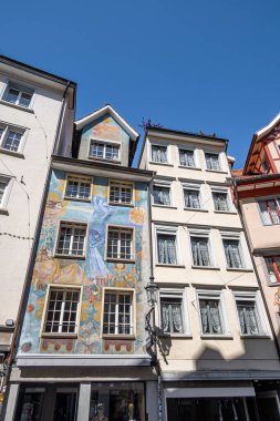 SANKT GALLEN, 7 Mayıs 2020 - St. Gallen, İsviçre 'nin kuzeydoğusundaki Constance Gölü' nün güneyinde yer alan bir şehirdir. Eski şehir merkezi.