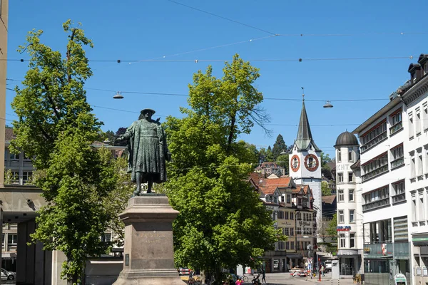 SANKT GALLEN, SWitzERLAND - 7 Mayıs 2020: Joachim Vadian hümanist, tıp doktoru, belediye başkanı ve St.Gallen 'de reformcu idi.