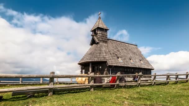 Velika Planina Eslovénia Julho 2015 Velika Planina Assentamento Disperso Alta — Vídeo de Stock