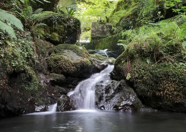 Una cascada pequea pero de muy bella factura encontrada cerca de un molino de agua en el Valle del Baztn.  
