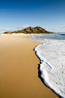 Galiçya 'da bir kumsalda su köpüğü.