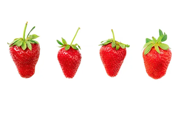 Vier Verschiedene Große Reife Köstliche Rote Serbische Erdbeeren Liegen Auf — Stockfoto