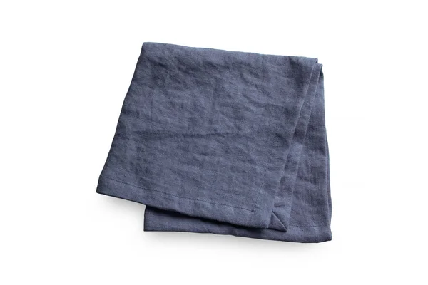 One Single Blue Linen Organic Raw Cotton Serving Napkin Kitchen — Stock Photo, Image