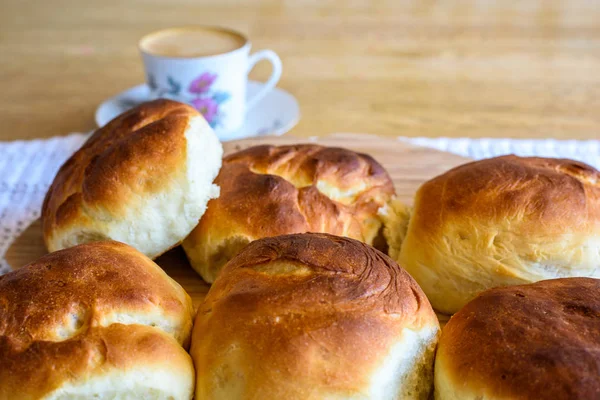 Fresh Buns with Coffee — Stock Photo, Image