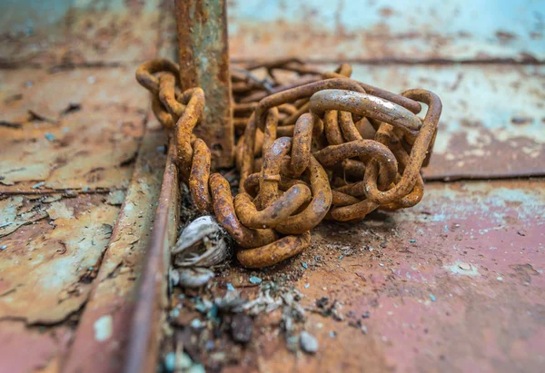 Rusty chain in the boat