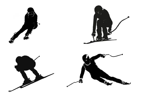 Black and white skiing technique — Stock Photo, Image