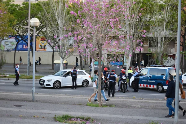 Barcelona España Mayo 2020 Controles Policiales Durante Fase Alarma Calle — Foto de Stock
