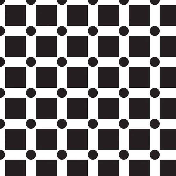 Quadrados pretos com círculo preto em fundo padrão de canto — Vetor de Stock