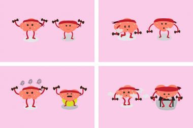 beyin ve kalp karikatür egzersiz birlikte küme