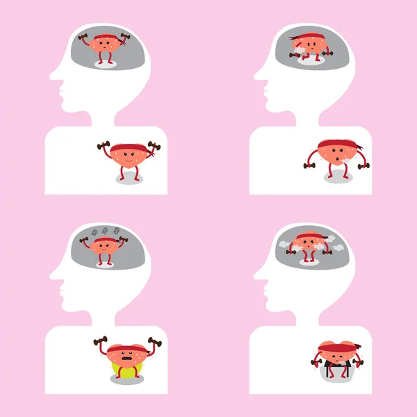 beyin ve kalp egzersiz vücudun içinde birlikte çizgi film