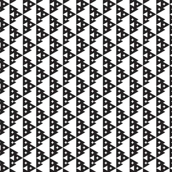 Czarny trójkąt pokrywają się z tyłu biały wzór gwiazdek czterema grotami — Wektor stockowy